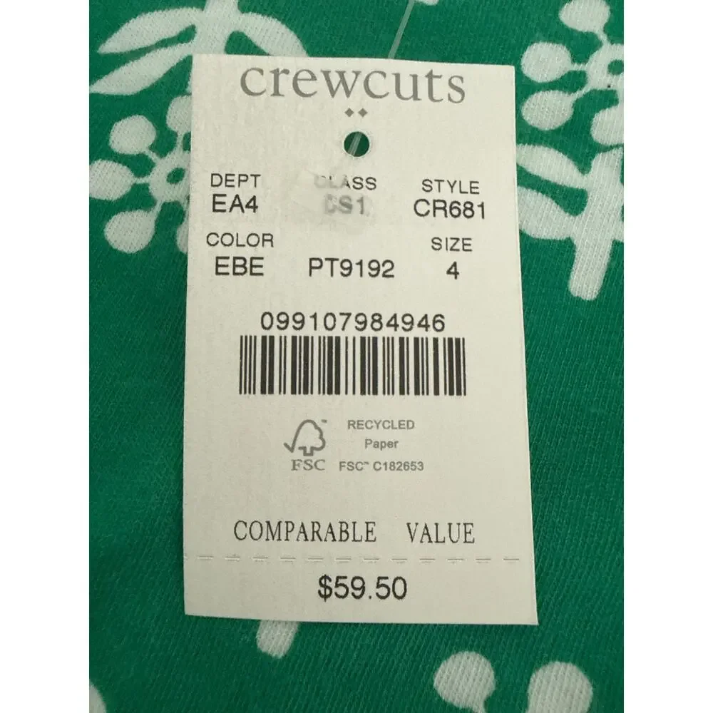 J.Crew Crewcuts 4 Girls' Emerald Beryl dress Spring 26